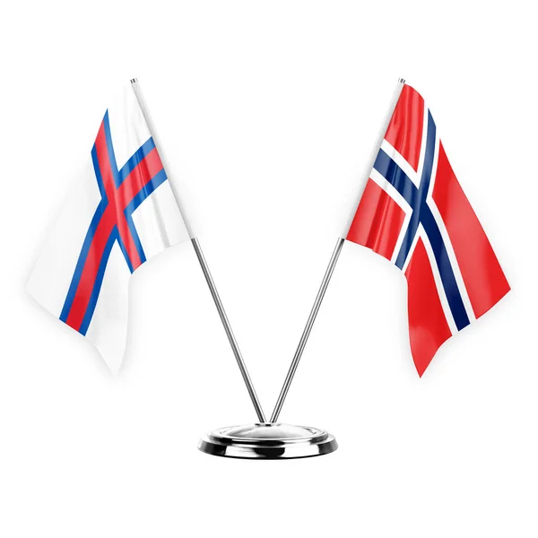 Two Table Flags Isolated White Background Illustration Faroe Islands Norway — стоковое фото
