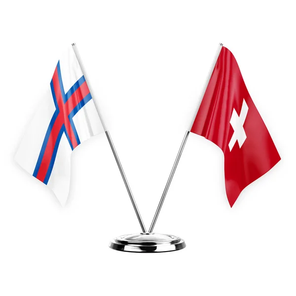 Two Table Flags Isolated White Background Illustration Faroe Islands Switzerland — Stockfoto