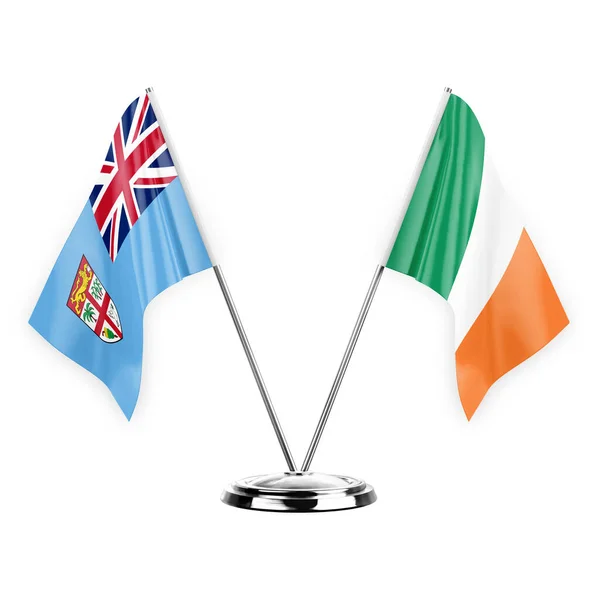 Two Table Flags Isolated White Background Illustration Fiji Ireland — Stock Photo, Image