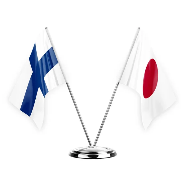 Two Table Flags Isolated White Background Illustration Finland Japan — Stok fotoğraf