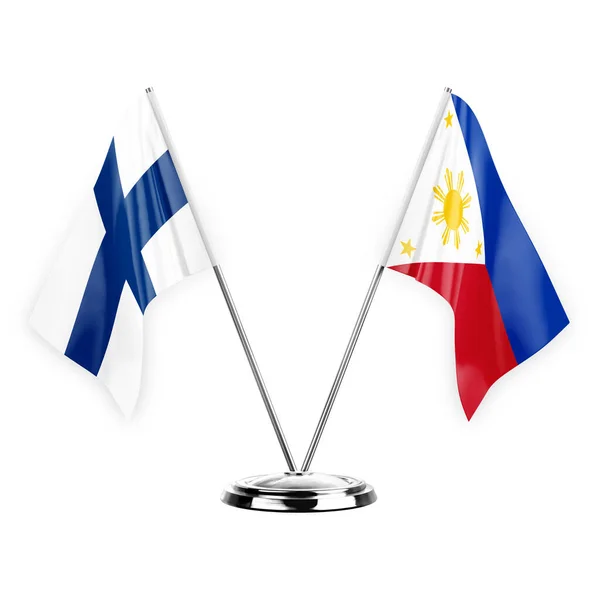 Two Table Flags Isolated White Background Illustration Finland Philippines — Zdjęcie stockowe