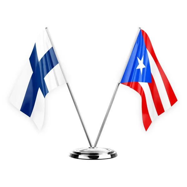 Two Table Flags Isolated White Background Illustration Finland Puerto Rico — Stockfoto