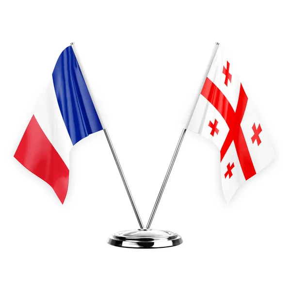 Two Table Flags Isolated White Background Illustration France Georgia — Stockfoto
