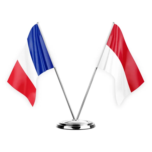 Two Table Flags Isolated White Background Illustration France Monaco — Stock fotografie