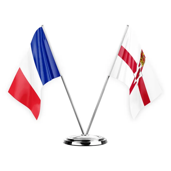 Two Table Flags Isolated White Background Illustration France Ireland — Stockfoto