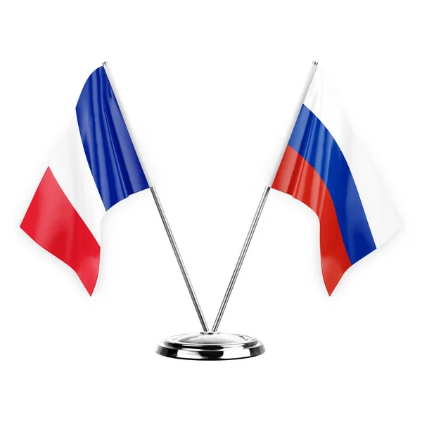 Two Table Flags Isolated White Background Illustration France Russia — Stock Photo, Image