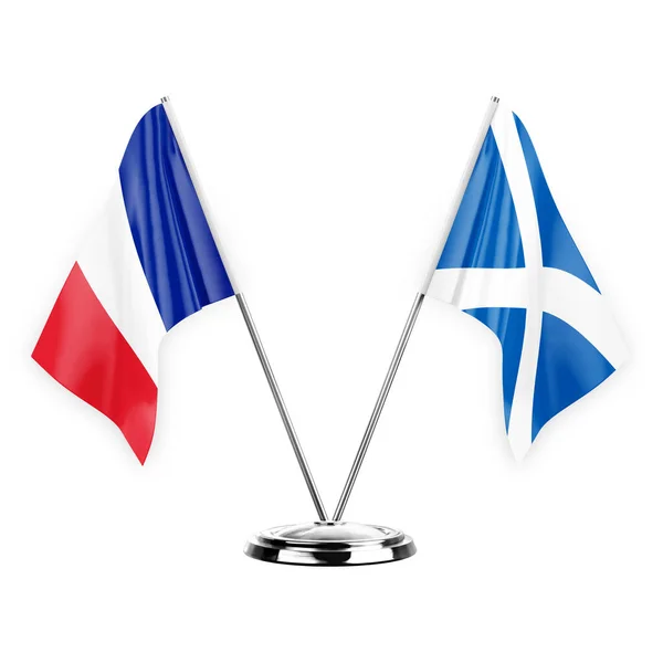 Two Table Flags Isolated White Background Illustration France Scotland — Stock fotografie