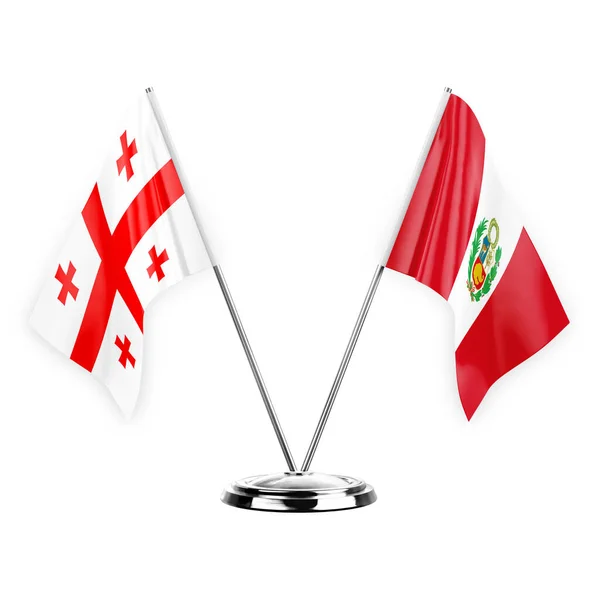 Two Table Flags Isolated White Background Illustration Georgia Peru — Stok fotoğraf