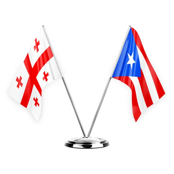 Two Table Flags Isolated White Background Illustration Georgia Puerto Rico — Stockfoto
