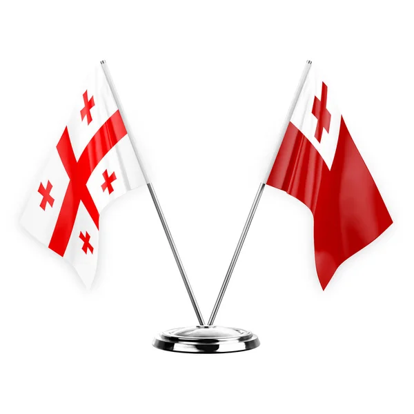 Two Table Flags Isolated White Background Illustration Georgia Tonga —  Fotos de Stock
