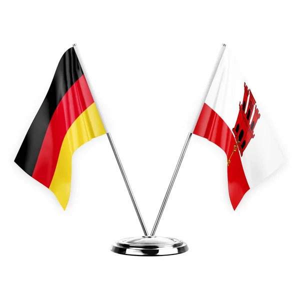 Two Table Flags Isolated White Background Illustration Germany Gibraltar — Zdjęcie stockowe