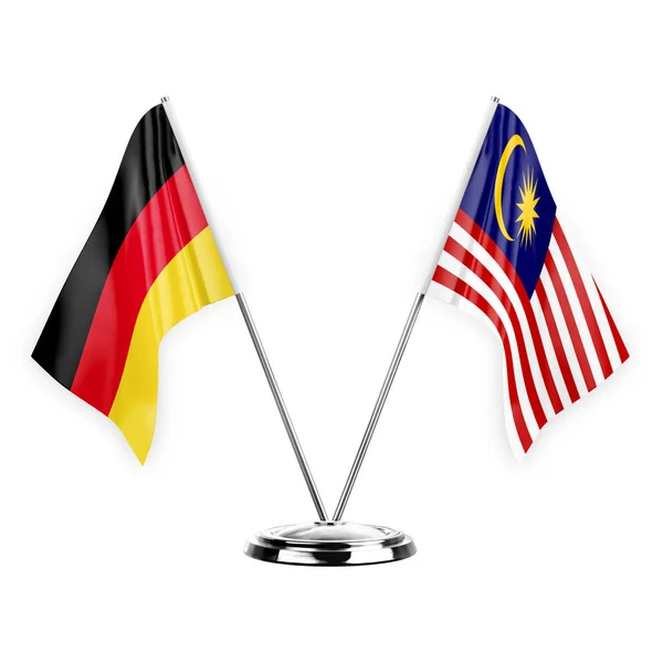 Two Table Flags Isolated White Background Illustration Germany Malaysia — Stockfoto