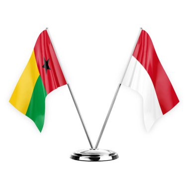 Two table flags isolated on white background 3d illustration, guinea-bissau and monaco