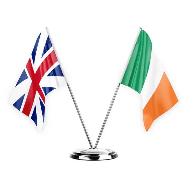 Two Table Flags Isolated White Background Illustration Great Britain Ireland — Foto Stock