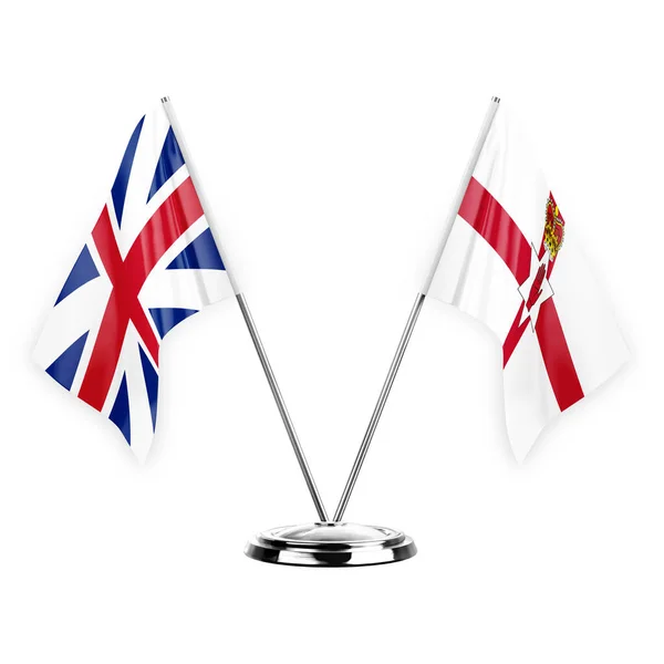 Two Table Flags Isolated White Background Illustration Great Britain Ireland — Fotografia de Stock