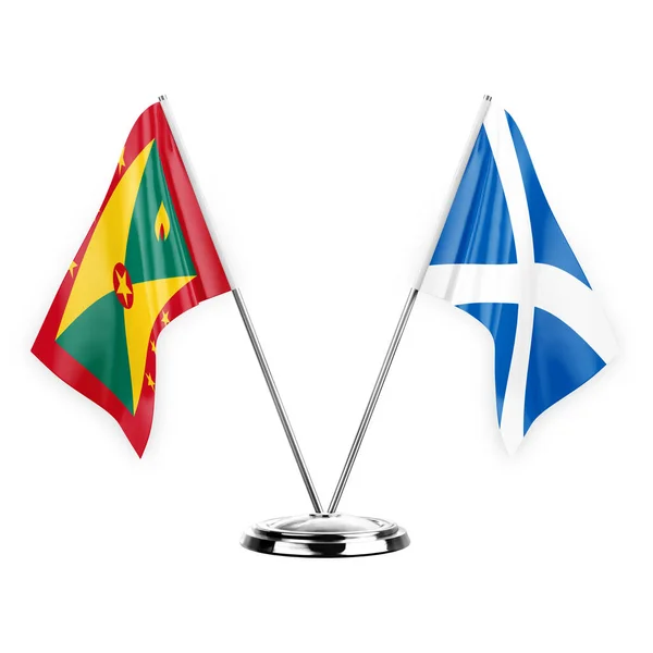 Two Table Flags Isolated White Background Illustration Grenada Scotland — Stok fotoğraf