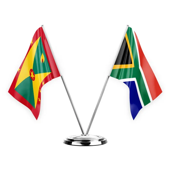Two Table Flags Isolated White Background Illustration Grenada South Africa — Stok fotoğraf