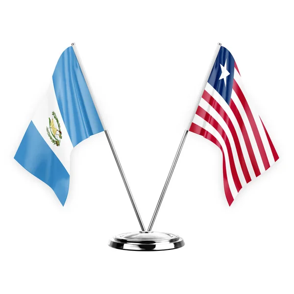 Two Table Flags Isolated White Background Illustration Guatemala Liberia — Stockfoto