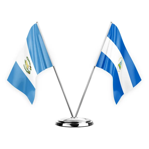 Two Table Flags Isolated White Background Illustration Guatemala Nicaragua — Stockfoto