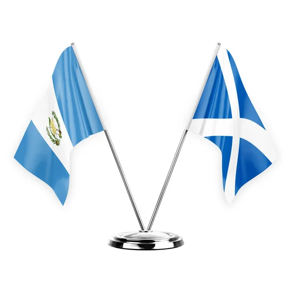 Two Table Flags Isolated White Background Illustration Guatemala Scotland — Stok fotoğraf