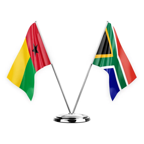 Two Table Flags Isolated White Background Illustration Guinea Bissau South — Fotografia de Stock