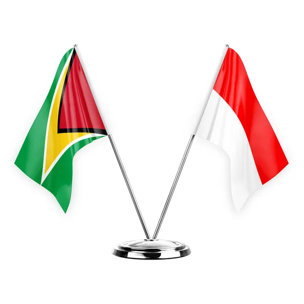 Two Table Flags Isolated White Background Illustration Guyana Indonesia — Stockfoto