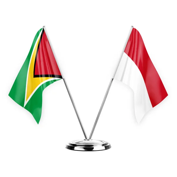 Two Table Flags Isolated White Background Illustration Guyana Monaco — Stockfoto