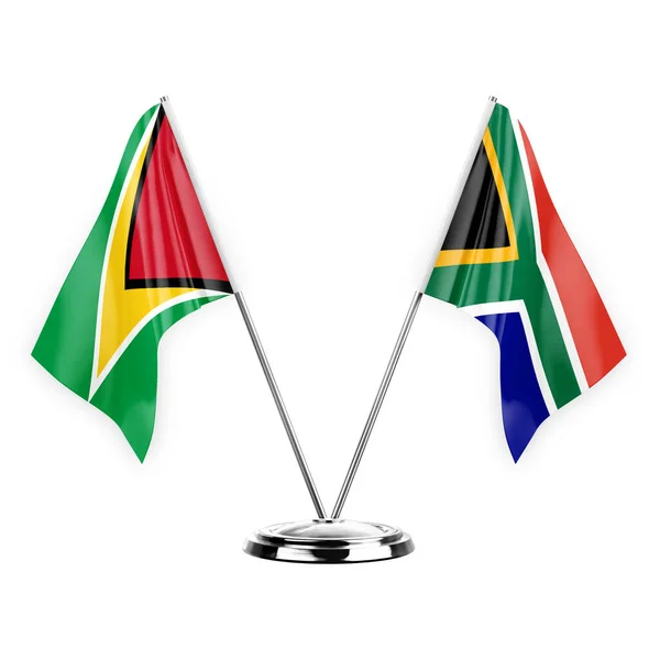Two Table Flags Isolated White Background Illustration Guyana South Africa — Stock Fotó