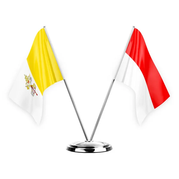 Two Table Flags Isolated White Background Illustration Holy See Indonesia — Stockfoto