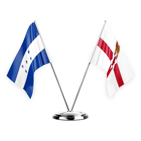 Two Table Flags Isolated White Background Illustration Honduras Ireland — Stok fotoğraf