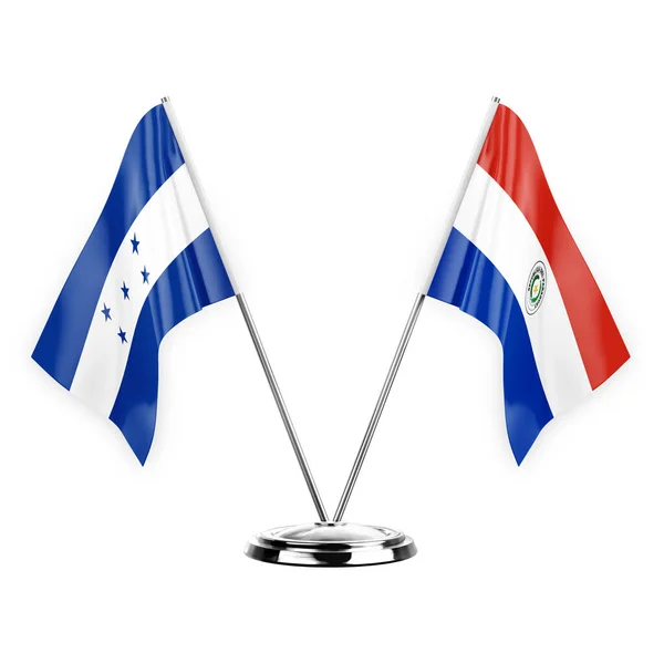 Two Table Flags Isolated White Background Illustration Honduras Paraguay — Stockfoto