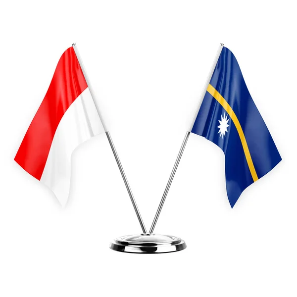 Two Table Flags Isolated White Background Illustration Indonesia Nauru — Stockfoto