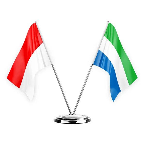 Two Table Flags Isolated White Background Illustration Indonesia Sierra Leone — Stockfoto