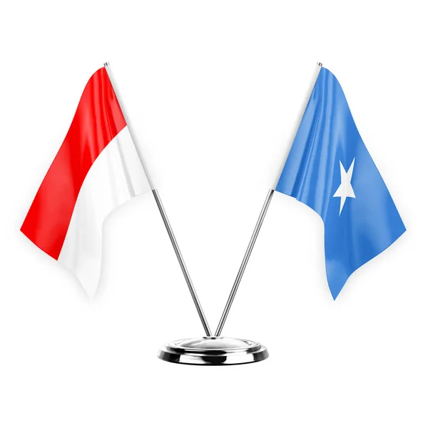 Two Table Flags Isolated White Background Illustration Indonesia Somalia — Stockfoto