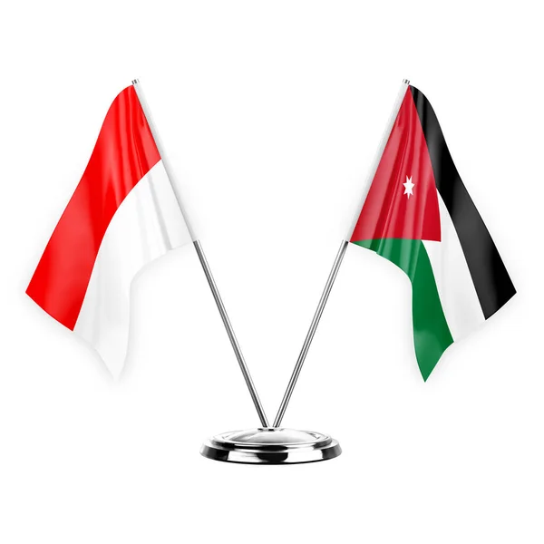 Two Table Flags Isolated White Background Illustration Indonesia Jordan — 图库照片