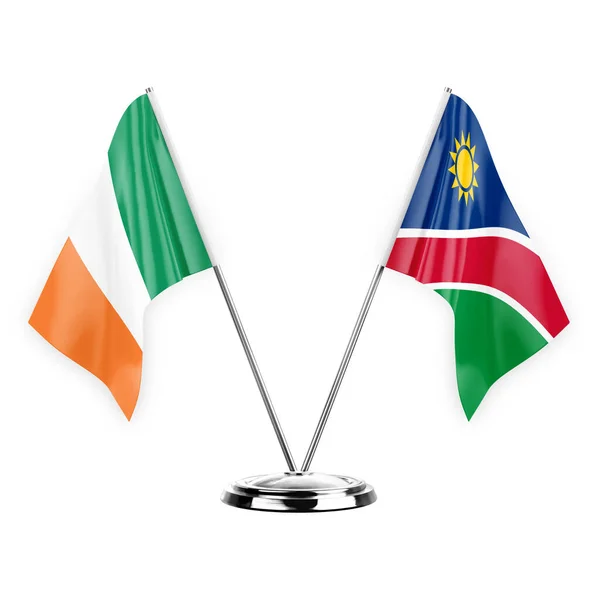 Two Table Flags Isolated White Background Illustration Ireland Namibia — Stock Photo, Image