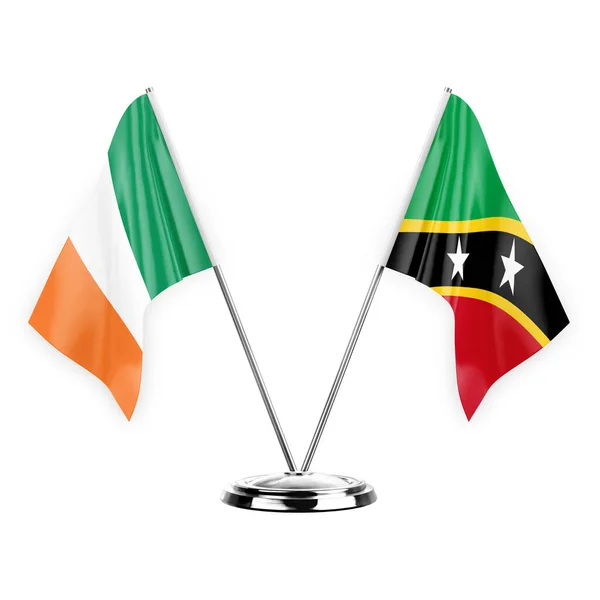 Two Table Flags Isolated White Background Illustration Ireland Saint Kitts — Stock Photo, Image