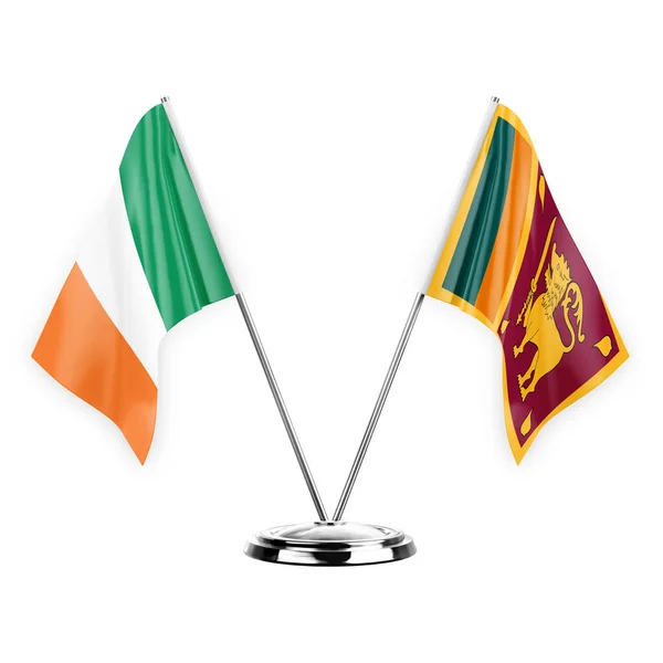 Two Table Flags Isolated White Background Illustration Ireland Sri Lanka — Stock Photo, Image