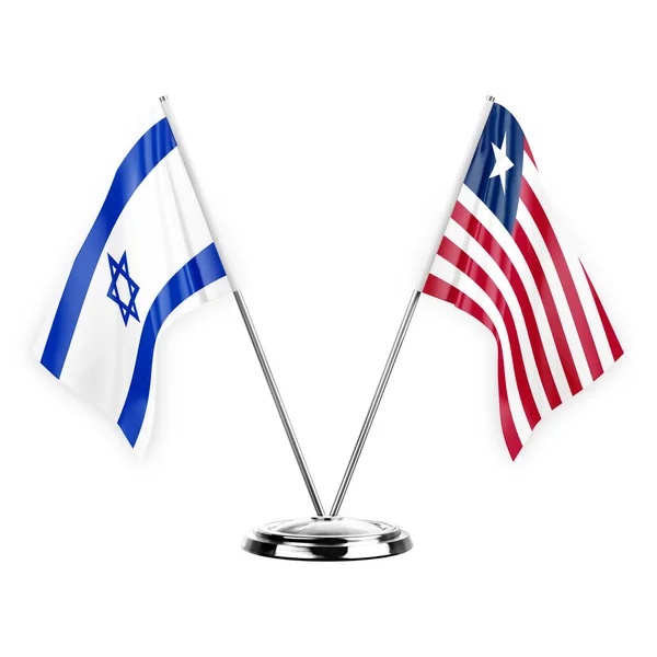 Δύο Σημαίες Πίνακα Απομονώνονται Λευκό Φόντο Εικονογράφηση Israel Και Liberia — Φωτογραφία Αρχείου