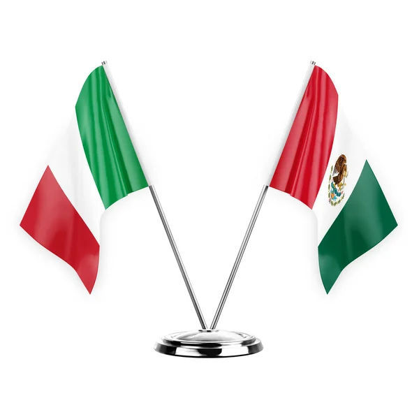 Two Table Flags Isolated White Background Illustration Italy Mexico — Photo