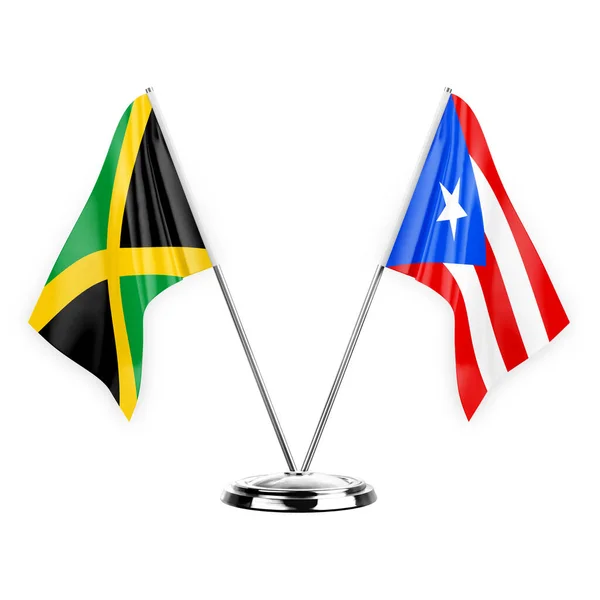 Two Table Flags Isolated White Background Illustration Jamaica Puerto Rico — ストック写真