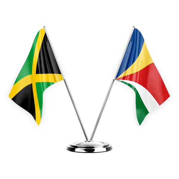 Two Table Flags Isolated White Background Illustration Jamaica Seychelles — Stock Photo, Image