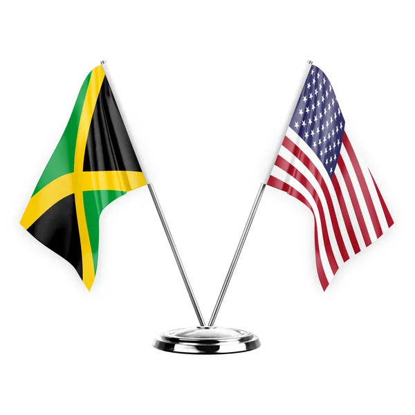 Two Table Flags Isolated White Background Illustration Jamaica Usa — Stockfoto