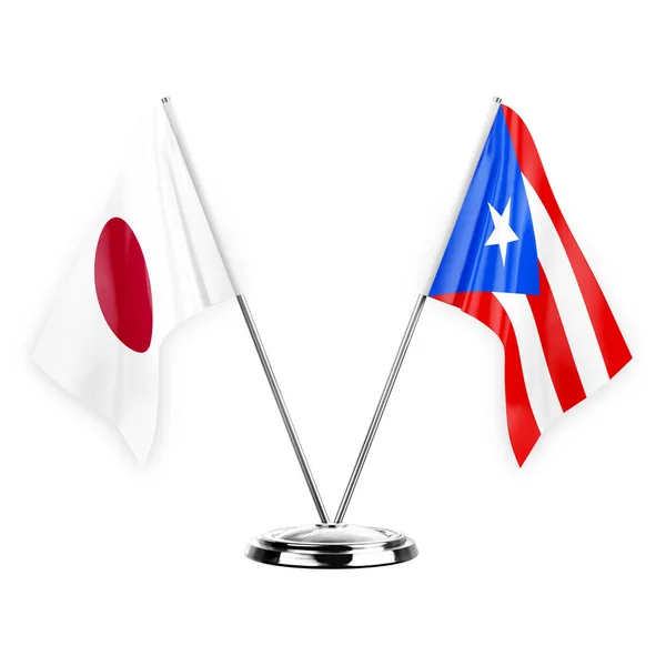 Two Table Flags Isolated White Background Illustration Japan Puerto Rico — Stockfoto