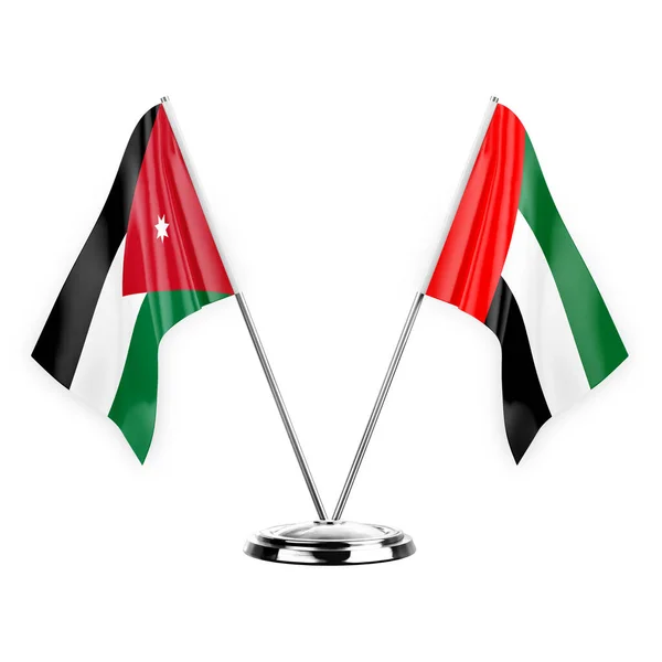 Two Table Flags Isolated White Background Illustration Jordan United Arab — 图库照片