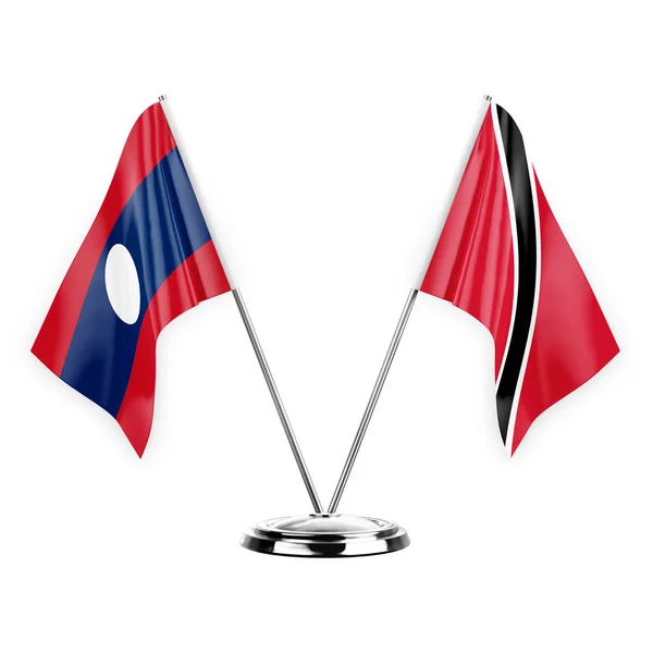 Two Table Flags Isolated White Background Illustration Laos Tobago — Photo