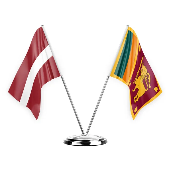 Two Table Flags Isolated White Background Illustration Latvia Sri Lanka — Stock fotografie
