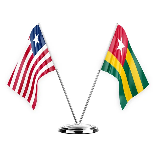 Two Table Flags Isolated White Background Illustration Liberia Togo — Stockfoto