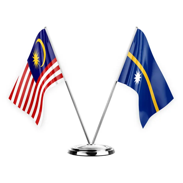 Two Table Flags Isolated White Background Illustration Malaysia Nauru — Stockfoto