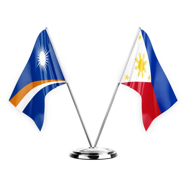 Two Table Flags Isolated White Background Illustration Marshall Islands Philippines — Zdjęcie stockowe